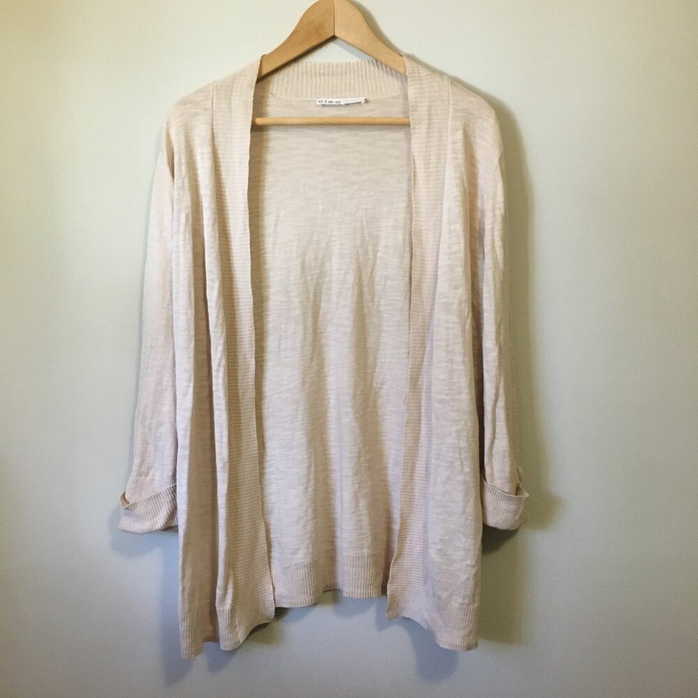 CLEO Pale Ghost Pink Lightweight Open Front Cotton Rayon Knit Cardigan